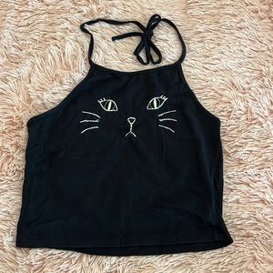 Brandy Melville Black Cat Face Sachi Halter